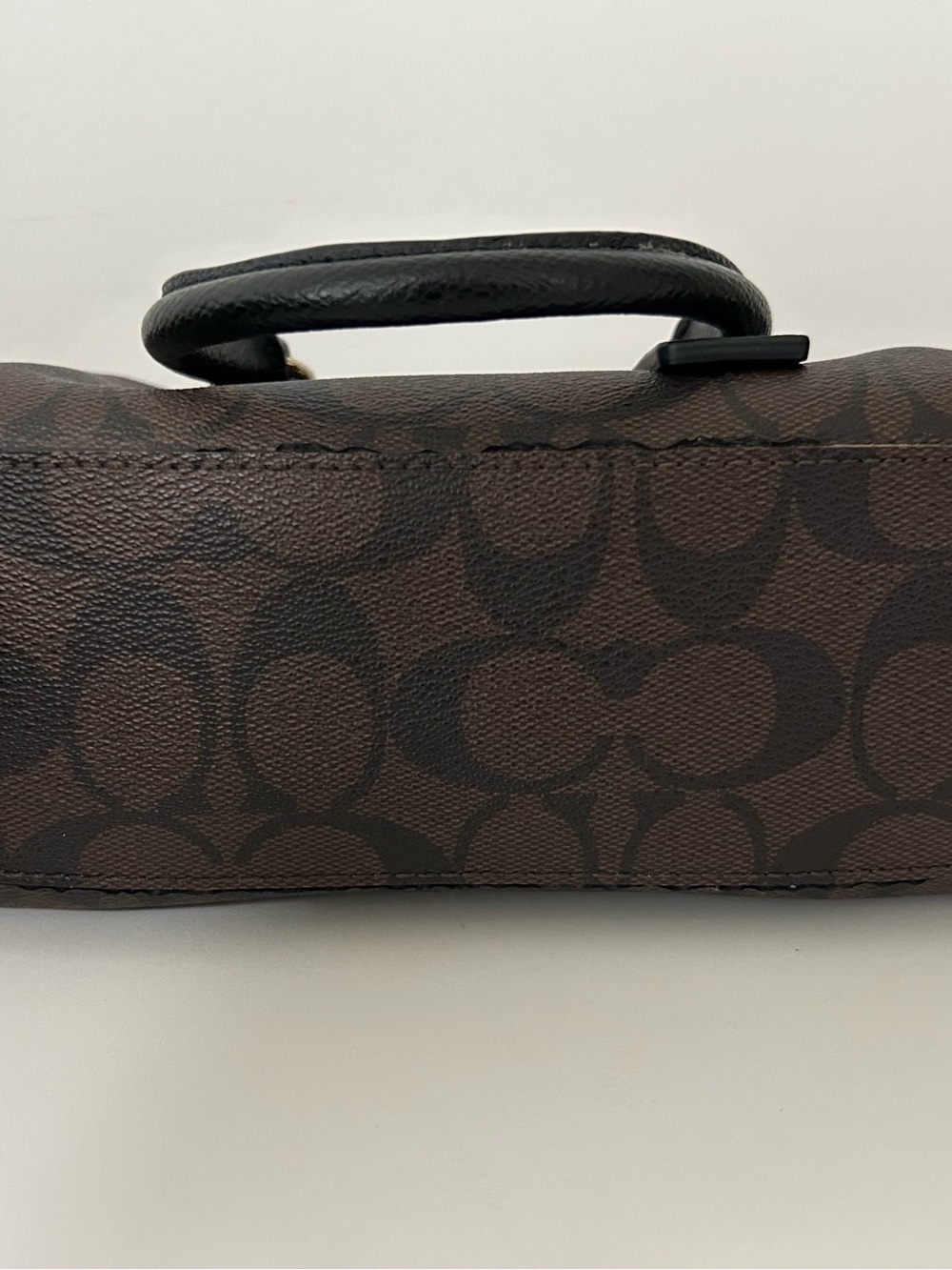 Coach Dark Brown Signature Mini Satchel with Black Handles - Picture 3 of 5
